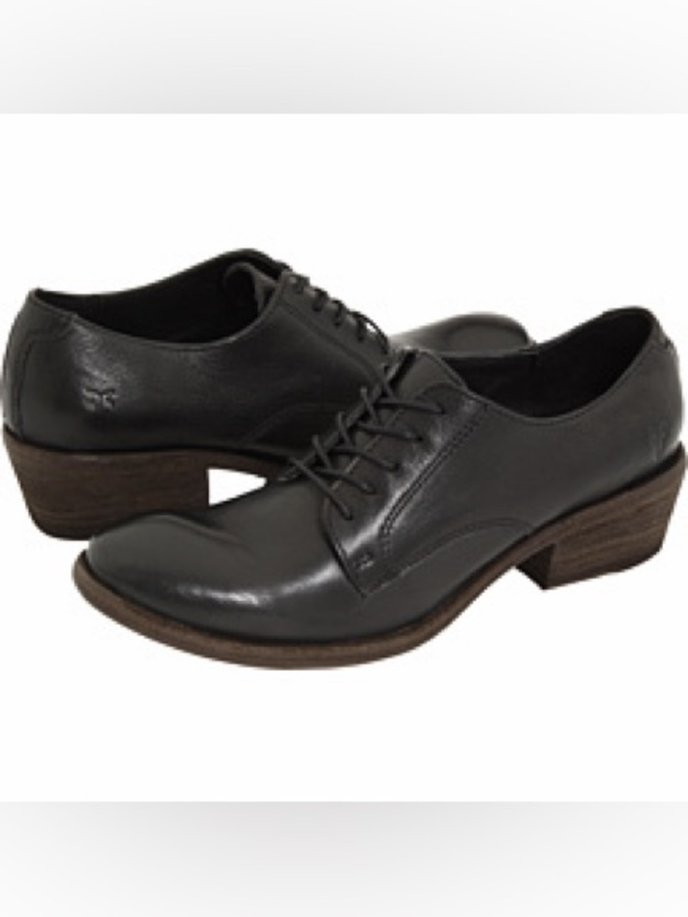 Frye Carson Oxford Shoes Womens Sz 8 Black Leather Lace Up Block Heel Mexico